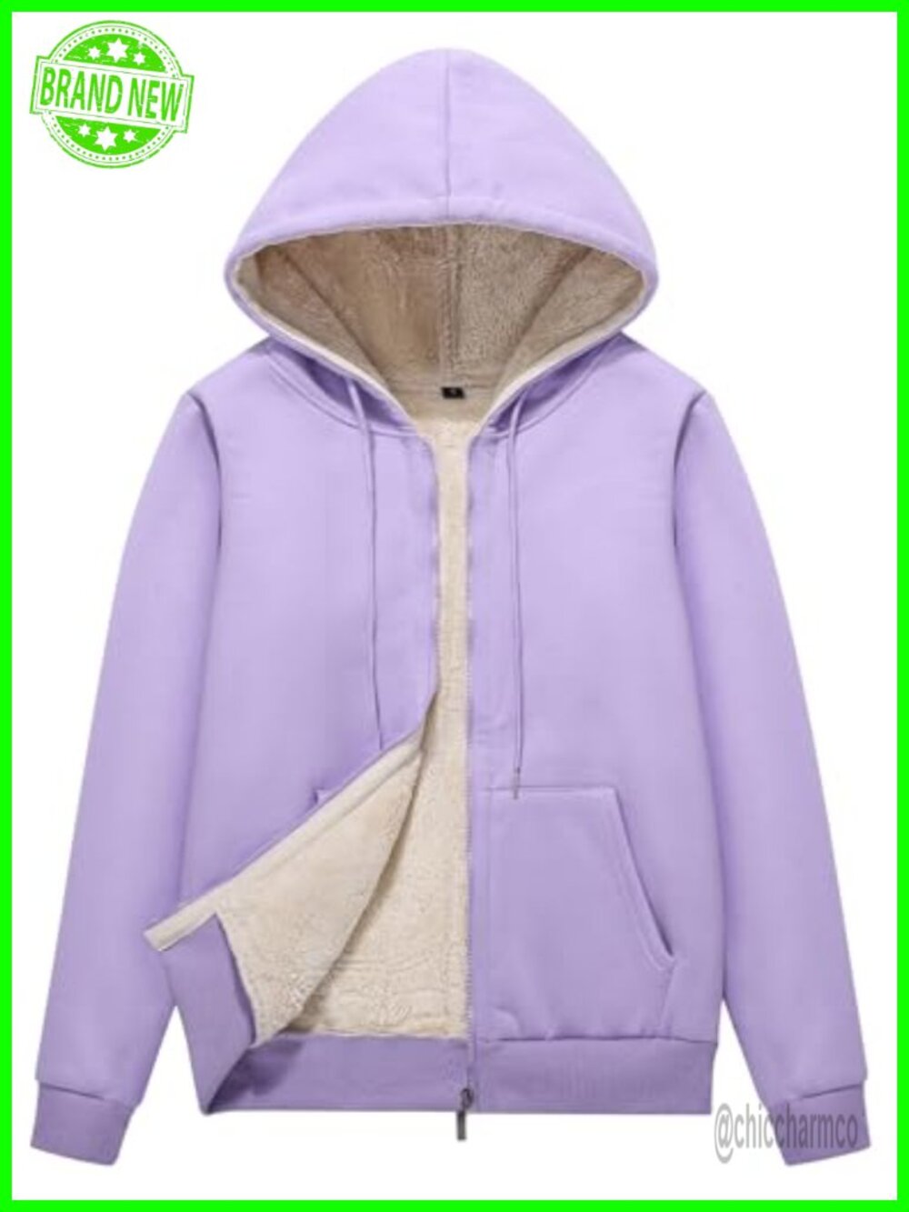 Women's Winter Hoodie Zip Up Fleece Sherpa Lined Warm Sweatshirt Jacket